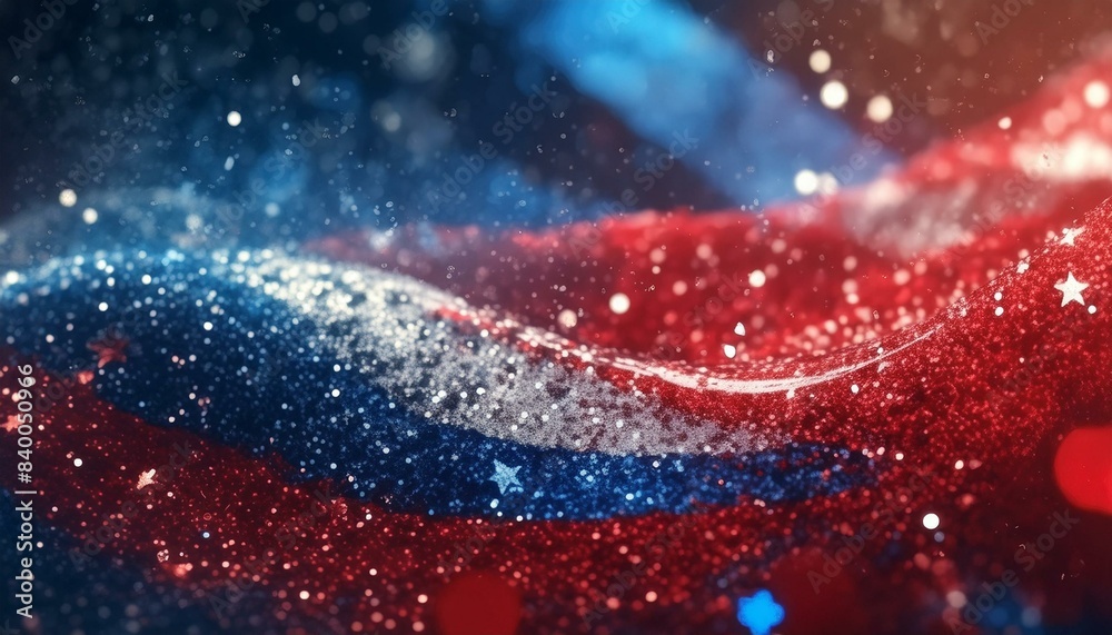 An abstract patriotic background with red, white, and blue glitter sparkle elements suitable for voting, Memorial Day, Labor Day, and election themes. An abstract patriotic background with red, white, and blue glitter sparkle elements suitable for voting, Memorial Day, Labor Day, and election themes.
