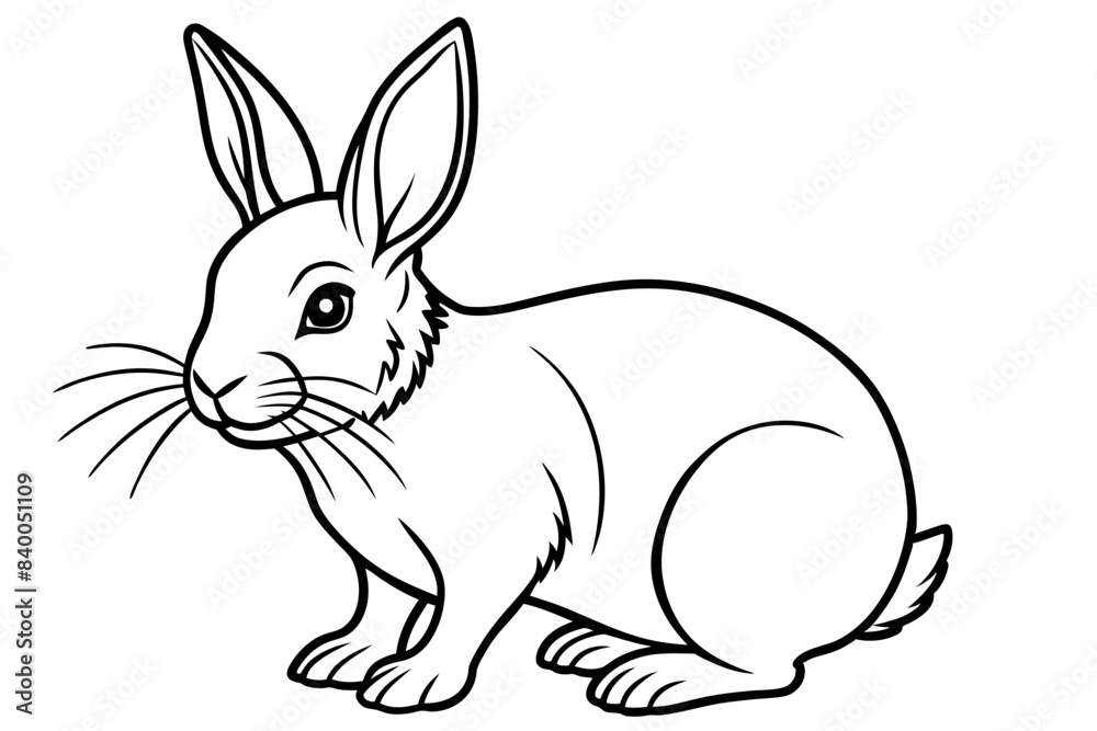 rabbit line art silhouette vector illustration