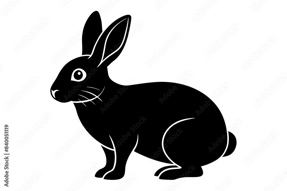 rabbit line art silhouette vector illustration rabbit line art silhouette vector illustration