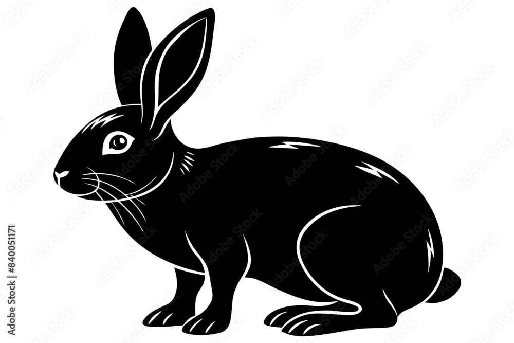 rabbit line art silhouette vector illustration rabbit line art silhouette vector illustration