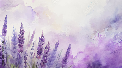 Minimalist watercolor background of lavender flowers