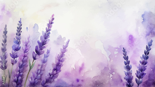 Minimalist watercolor background of lavender flowers