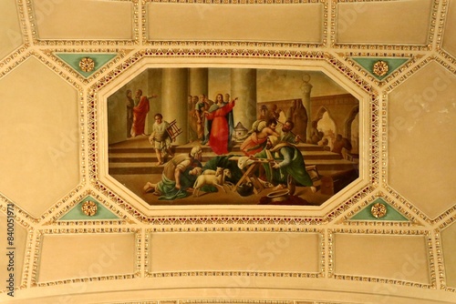 Obraz na płótnie Vasto - Cacciata dei Mercanti dal Tempio sulla volta della Chiesa di Santa Maria Maggiore w salonie