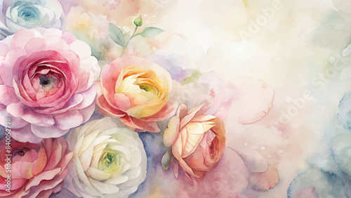 Minimalist watercolor background of roses © Fauzi Arts