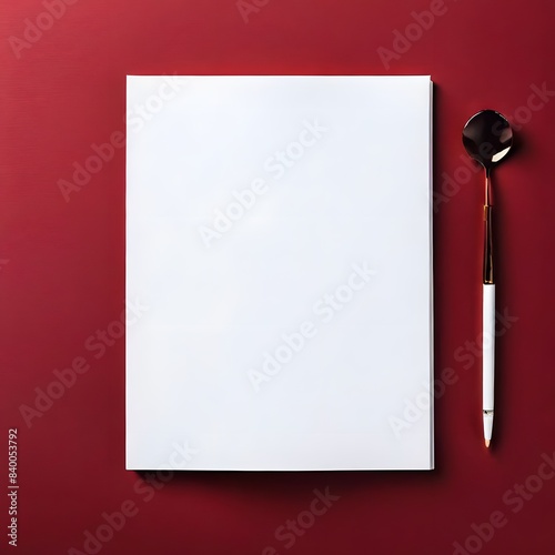 Top View Magazine Blank White Mock-Up with Colourful Background  photo