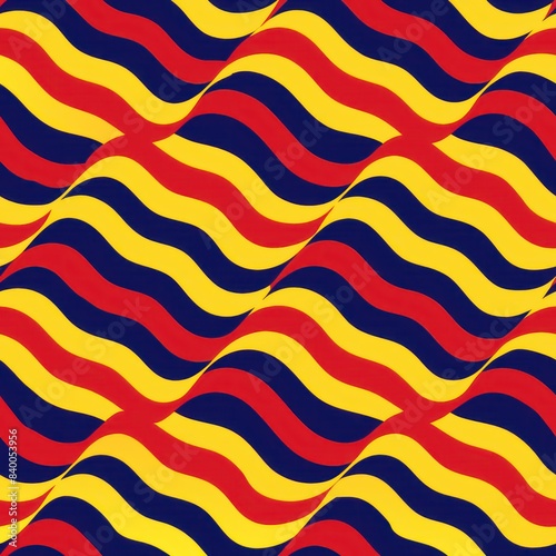 Seamless pattern of diagonal waves in bold, contrasting colors, creating a dynamic and vibrant design, Generative AI