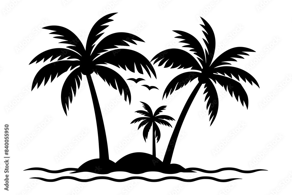 coconut trees silhouette vector illustration coconut trees silhouette vector illustration