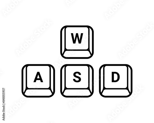 WASD button keyword line icon isolated on white backgruond.