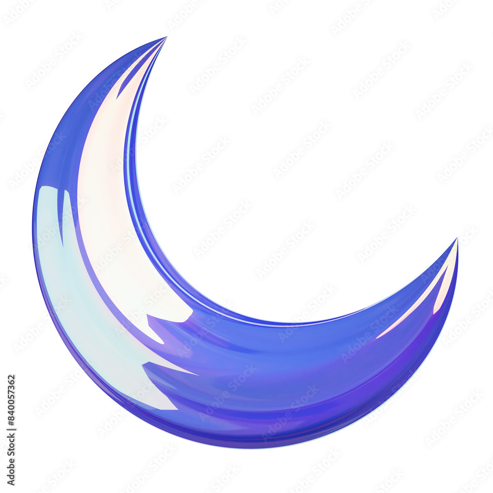 Obraz premium 3D Holographic Abstract Crescent Moon Shape