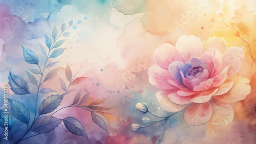 Minimalist background of watercolor flowers