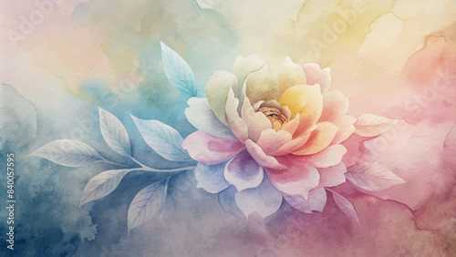 Minimalist background of watercolor flowers