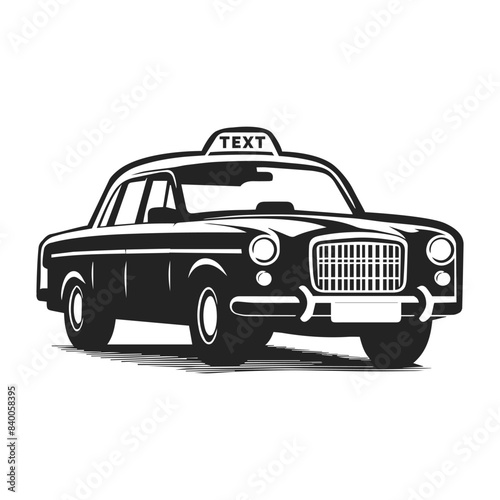 Taxi Vector for Travel. Transport Taxi Car vector black and white