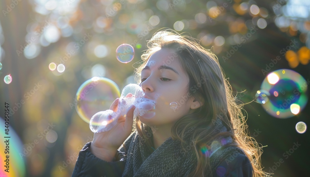Bubbling Beauty: A Young Woman's Sunny Day Fun Bubbling Beauty: A Young Woman's Sunny Day Fun