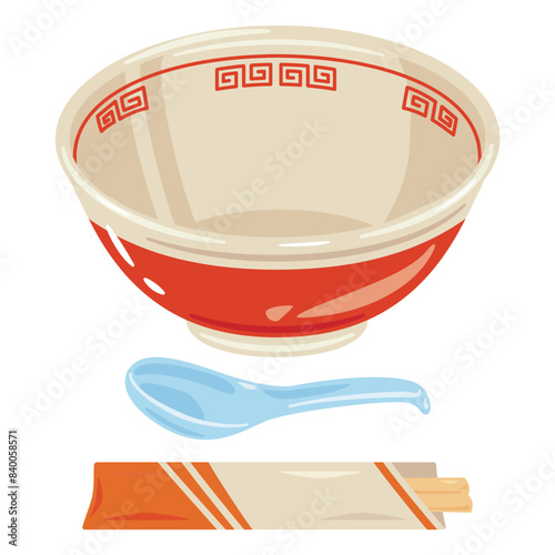 空っぽのラーメンどんぶりセット