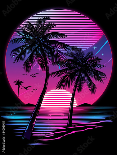 Wallpaper Mural silhouette of a tropical island Torontodigital.ca