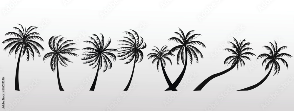 coconut tree silhouette set coconut tree silhouette set