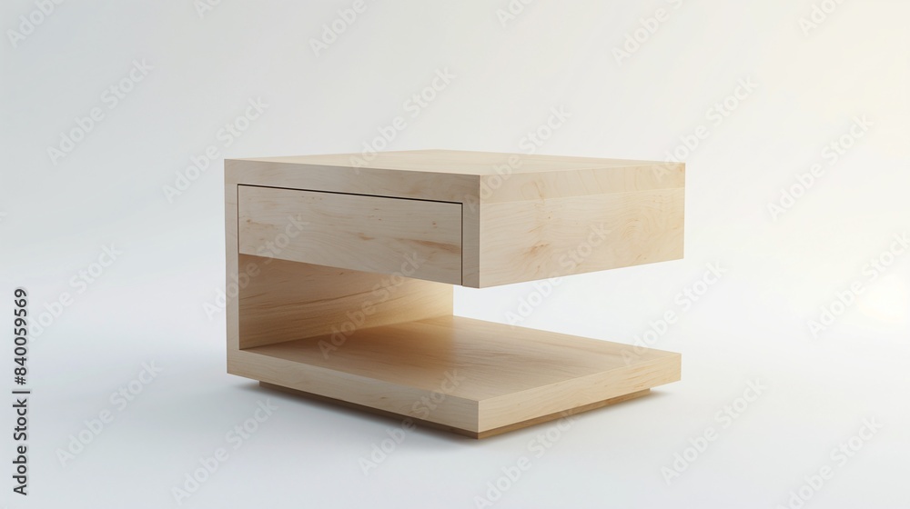 Minimalist wooden nightstand with drawer, modern design, light wood finish, perfect for bedroom decor and storage solution. Minimalist wooden nightstand with drawer, modern design, light wood finish, perfect for bedroom decor and storage solution.