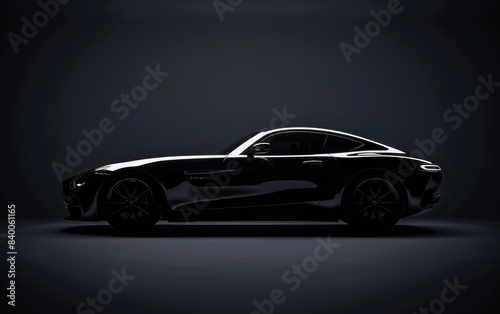 Black background with car silhouette  minimalist design  highend feel  car photography  closeup of headlights  high contrast lighting