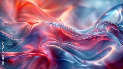 Ethereal Amorphic Natural Glass Background with Symmetrical Precision in Red and Blue Tonalities