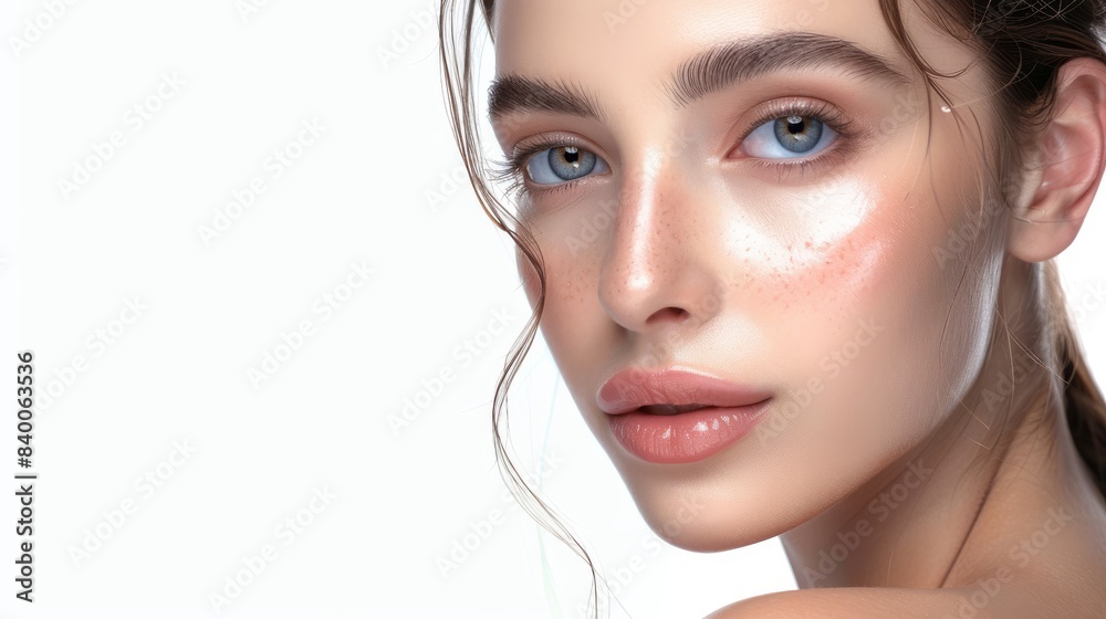 Face treatment, beauty services, and spa services for a gorgeous young woman with clean, fresh skin. You can touch her face as well. Face treatment, beauty services, and spa services for a gorgeous young woman with clean, fresh skin. You can touch her face as well.