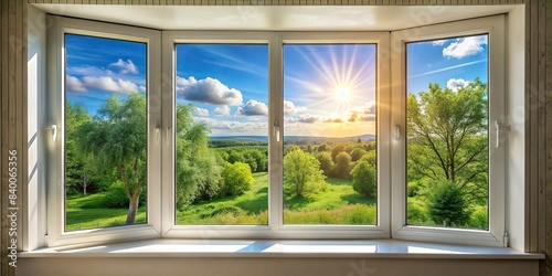 Clean and sparkling window with a clear view of the outdoors , cleaning, window, glass, clear, view, household, chores, maintenance,shine, aesthetics, reflection, exterior, housekeeping