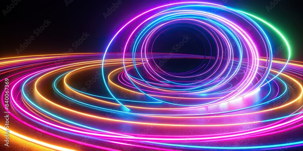 ภาพประกอบสต็อก Endless looping animation of flowing neon lines in ...