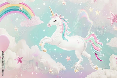 a birthday party invitation background unicorns and rainbows
