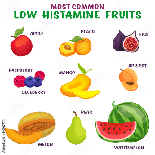 Low histamine food set. Allergy-friendly fresh, natural foods.