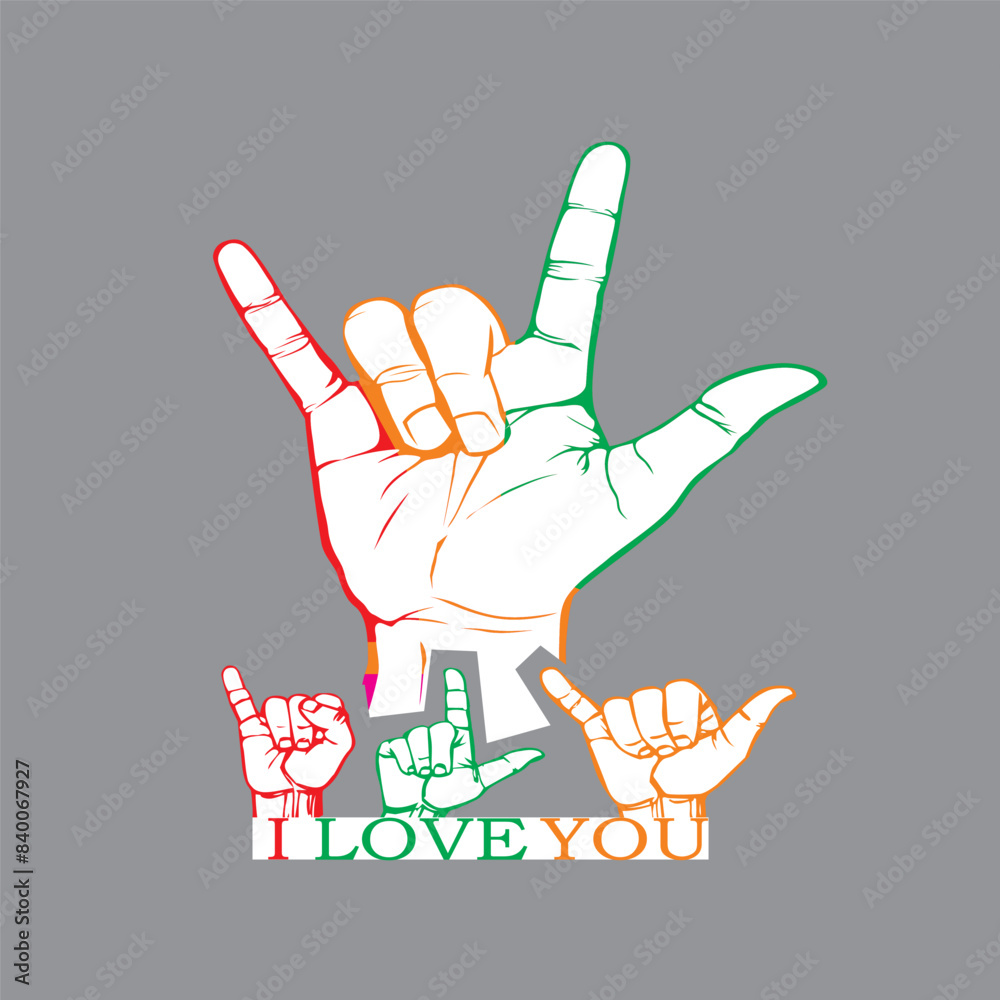 Bhs Isyarat Huruf I L Y illustration desain vektor yang lezat
