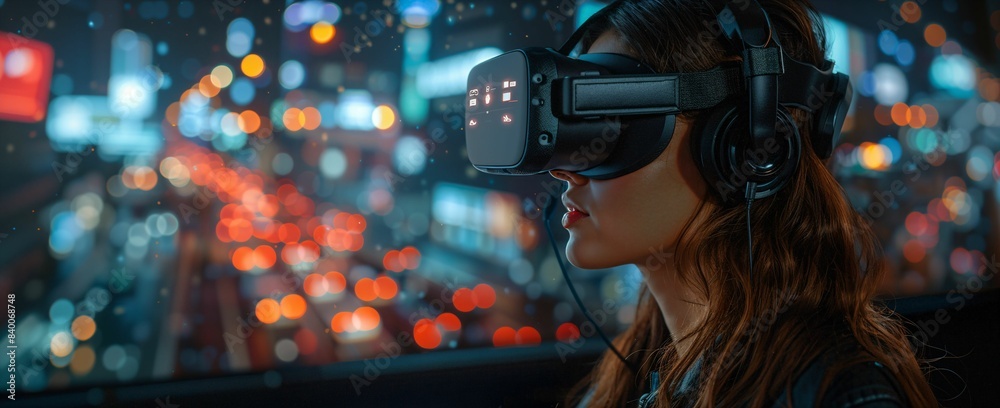 Remote team video conferencing with VR headsets, digital backgrounds, innovative tech Remote team video conferencing with VR headsets, digital backgrounds, innovative tech