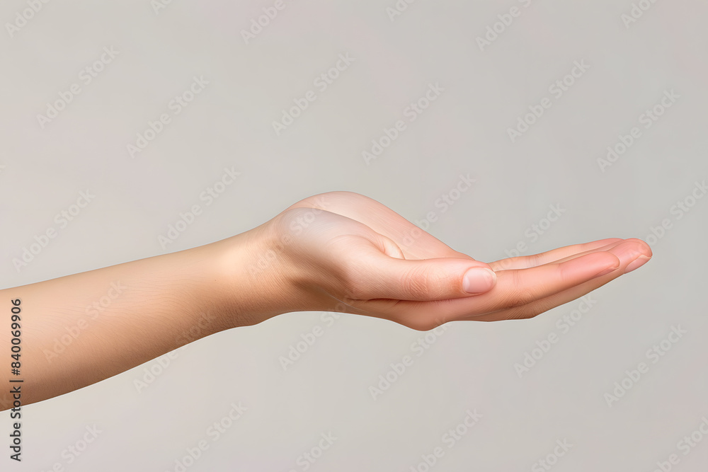 Cupped hand, palm gesture mockup isolated on white background Cupped hand, palm gesture mockup isolated on white background
