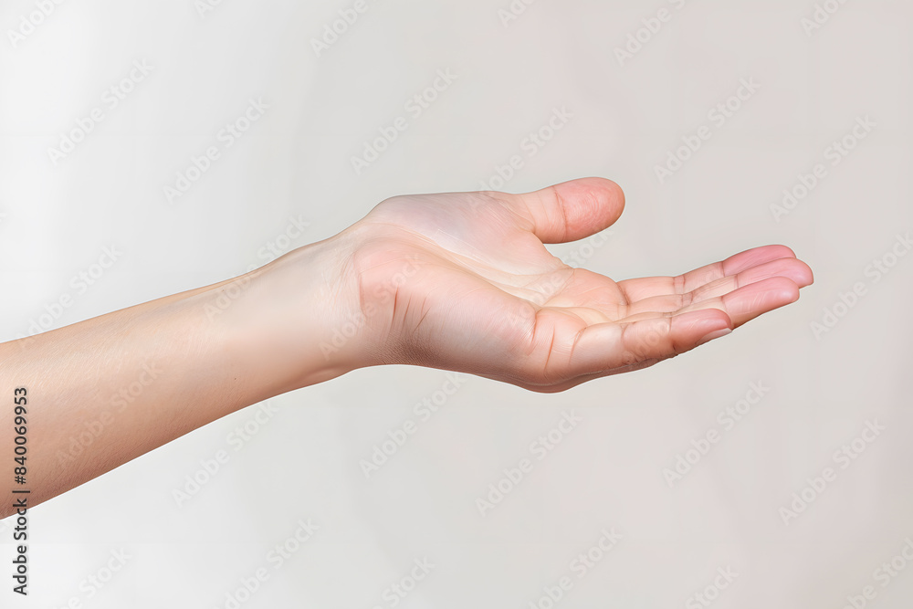Cupped hand, palm gesture mockup isolated on white background Cupped hand, palm gesture mockup isolated on white background