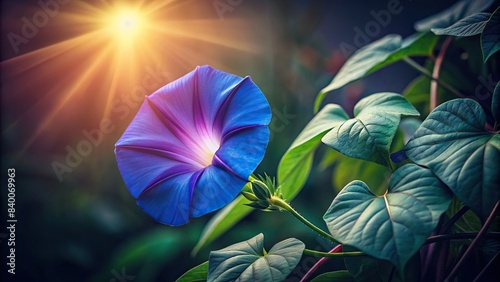 Morning glory vintage flower on dark background, morning glory, vintage, flower, dark background, floral, decoration, nature, elegant, botanical, bloom, petal, vibrant, close-up, color photo
