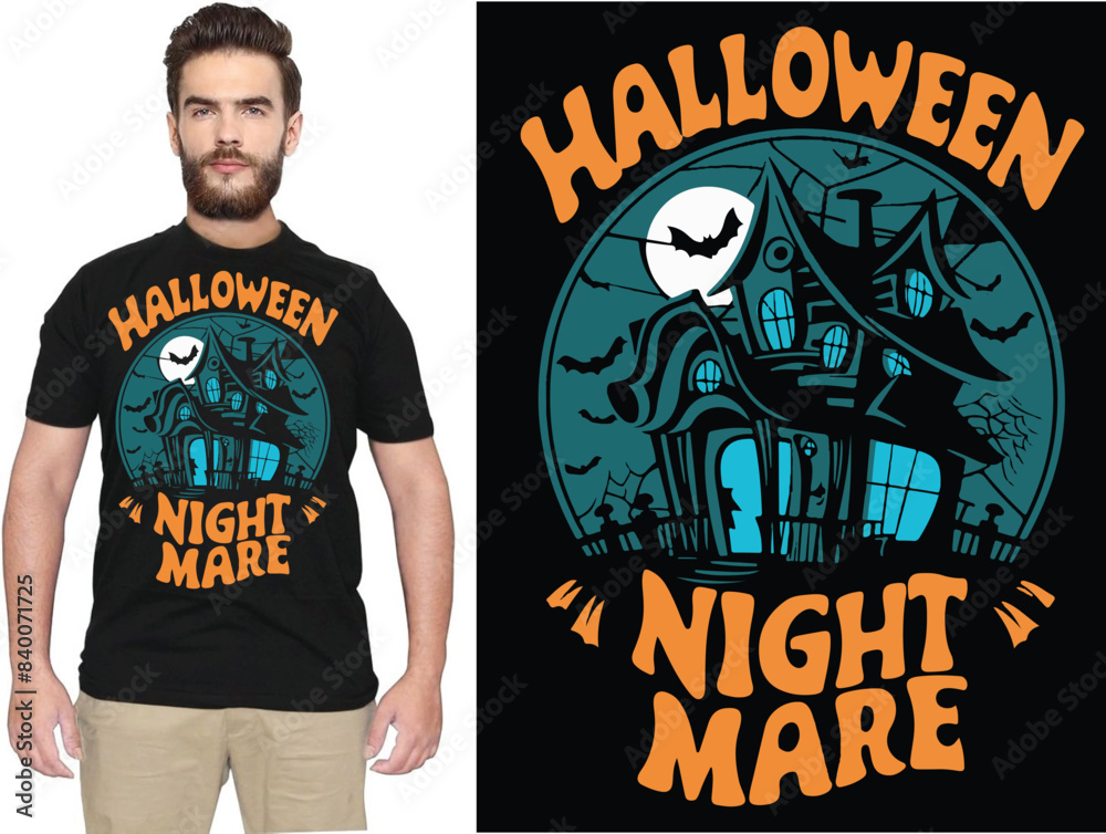 Halloween Night Mare a unique T shirt design vector . Halloween Night Mare a unique T shirt design vector .