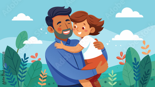 Dad giving his child a big hug after a victory
