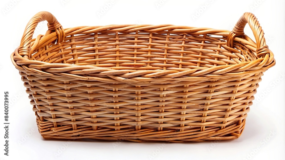 Wicker basket on a white background, basket, container, wicker, isolated, object, storage, empty, weave, traditional, handmade, simplicity, rustic, decor, craft, natural, simplicity