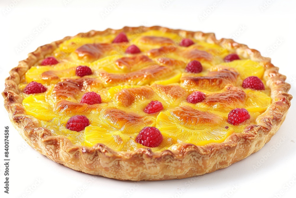 Rustic fruit tart with pineapple and raspberries, a homemade and delicious dessert Rustic fruit tart with pineapple and raspberries, a homemade and delicious dessert