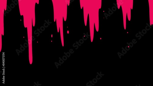 Red liquid drop motion graphic transition on black background. Fluid melting swipe cartoon animation.