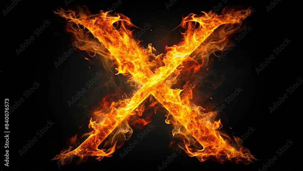 ”X”の炎文字エフェクト