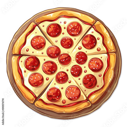 32-bit of pizza dish, in a vector cartoon style, isolated white background