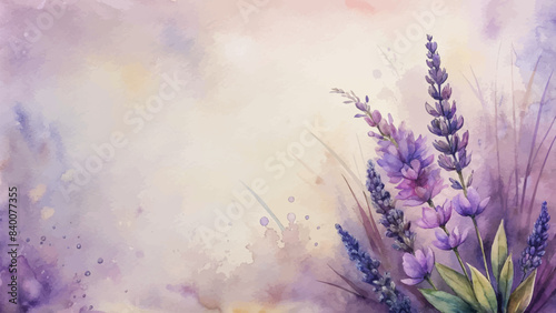 Minimalist watercolor background of lavender flowers