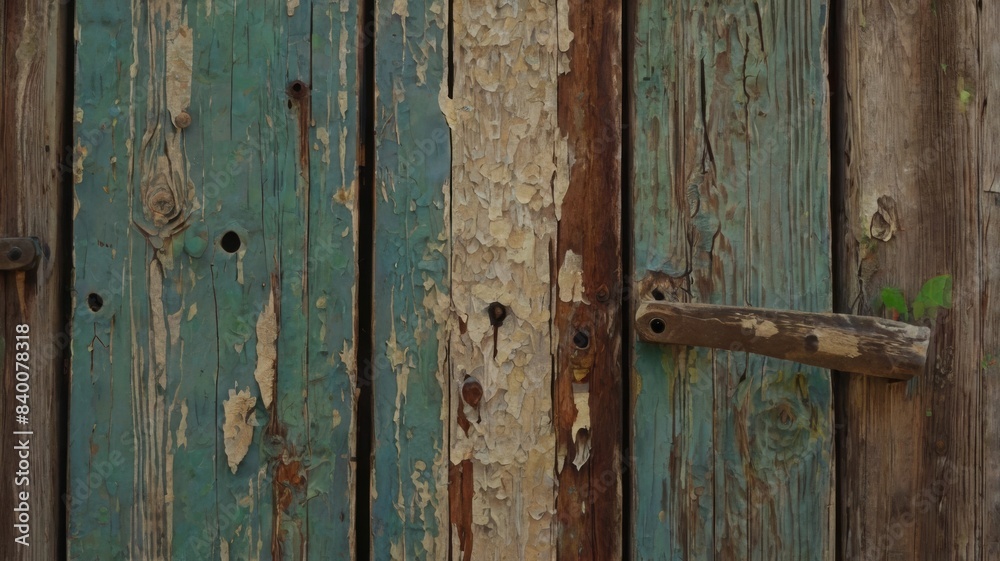 Aesthetic background of worn wooden door with peeling paint Aesthetic background of worn wooden door with peeling paint