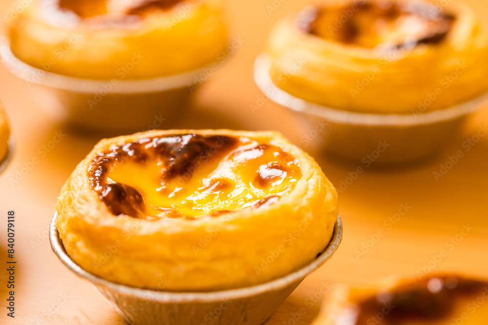 Stack of Portuguese egg tart Stack of Portuguese egg tart