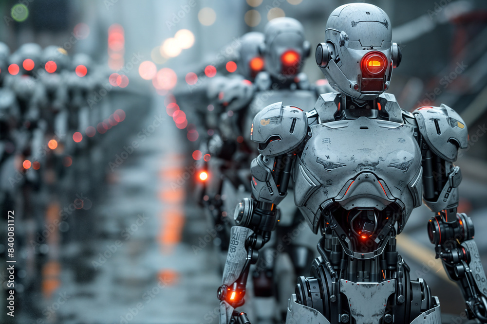 Fototapeta premium Legion of autonomous humanoid robots