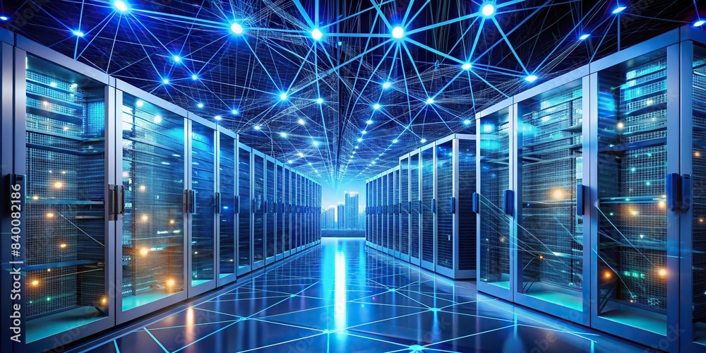 High tech digital network infrastructure with fast internet speed