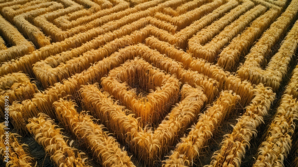 Overhead view of a geometric crop pattern in a field, Overhead view of a geometric crop pattern in a field,