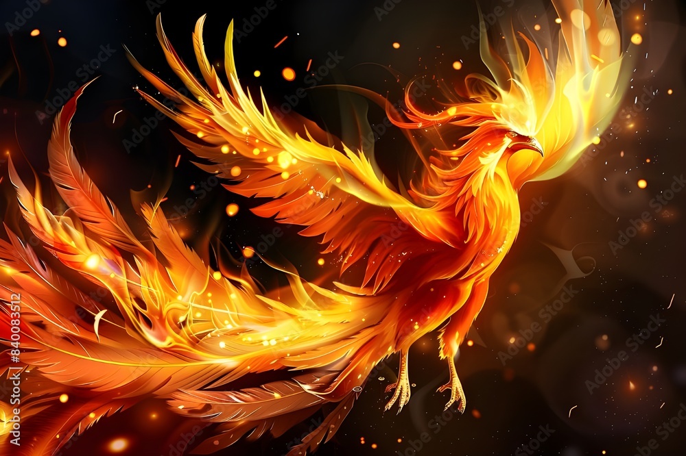 Fototapeta premium hologram of a transparent mythical phoenix glowing with ethereal radiance.