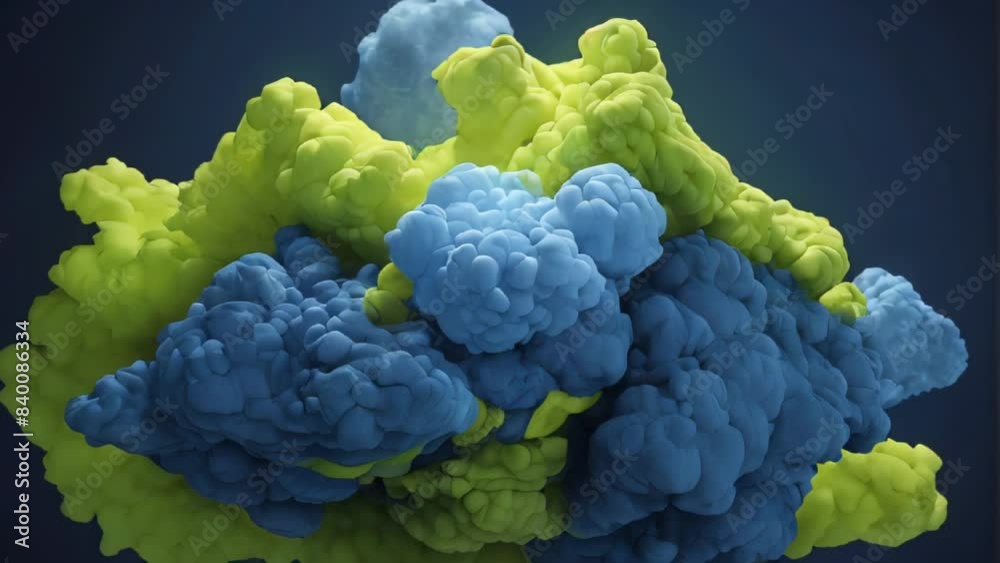 Blue and green ink explode and mix in water, background Blue and green ink explode and mix in water, background