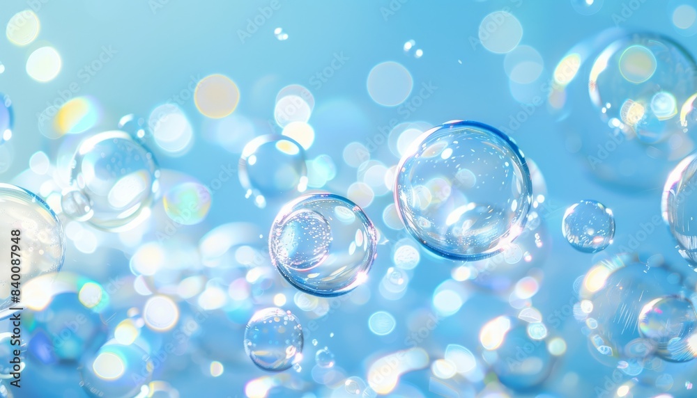 Enchanting Bokeh: Bubbles in a Light Blue Canvas --ar 7:4 Enchanting Bokeh: Bubbles in a Light Blue Canvas --ar 7:4