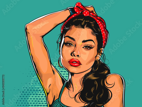 beautiful woman, retro style pop art pin up, flat vector illustration